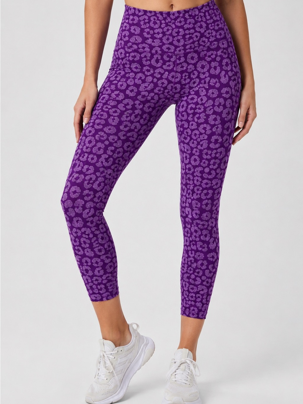 Halara Purple Leopard Print High Rise Leggings Women’s Yoga Pants Stretch - L